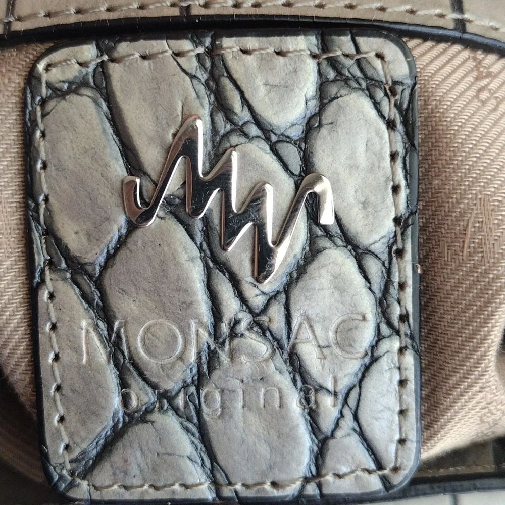 monsac 100% Genuine leather handbag Womans Gray Shoulder Bag Animal‎ Embossed